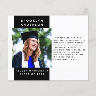 Lámina INVITACIÓN de mensajes de graduación de foto de BU