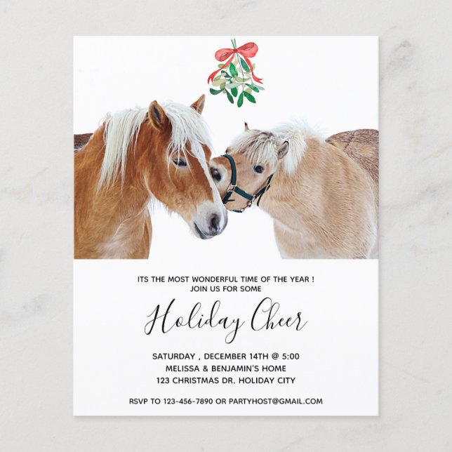 Lámina Invitación de Mistletoe Pony Navidades del Caballo (Anverso)