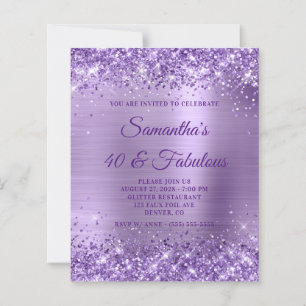 Lámina Invitación de monograma de papel de aluminio púrpu