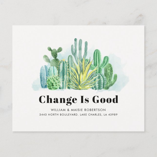 Lámina Invitación de movimiento Cacti de acuarela de pres (Anverso)