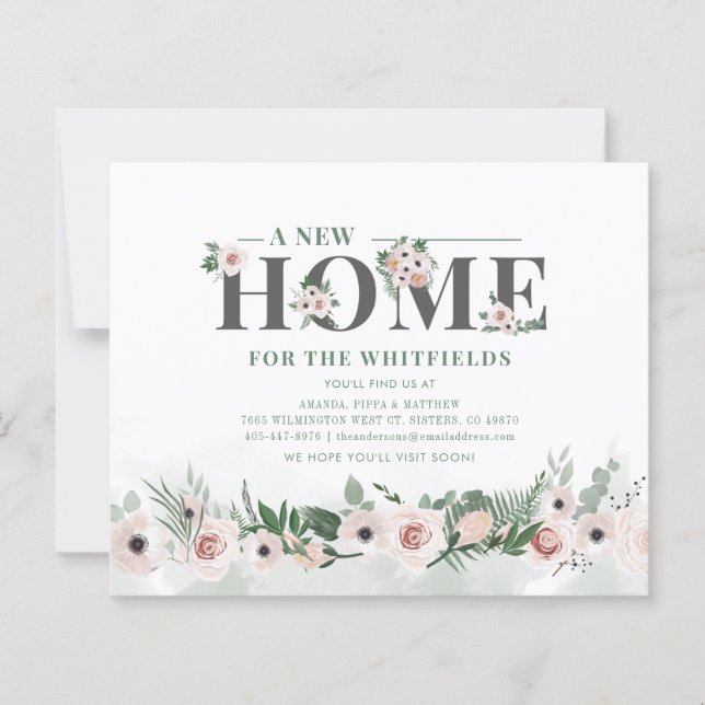 Lámina Invitación de movimiento de dirección floral rosad (Anverso)