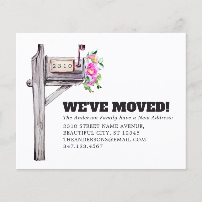 Lámina Invitación de movimiento de nuevo hogar con floral (Anverso)