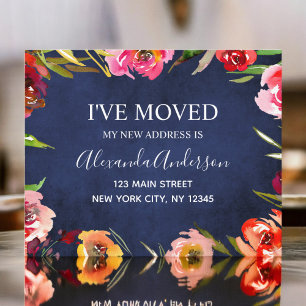 Lámina Invitación de movimiento floral azul de la marina 
