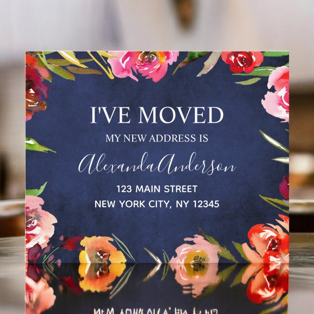 Lámina Invitación de movimiento floral azul de la marina  (Subido por el creador)