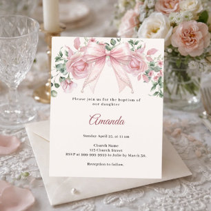 Lámina Invitación de niña para bautismo con flores de mar