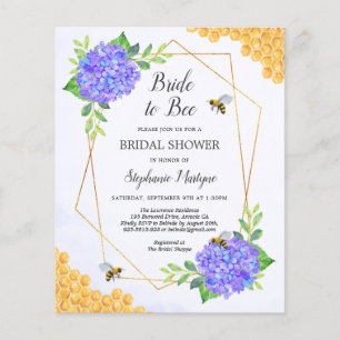 Lámina Invitación De Novia A Bee Purple Hydrangea Bridal