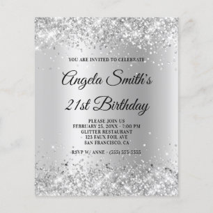Lámina Invitación de Ombre, Purpurina de Plata Sparkly de