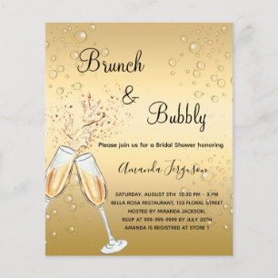 Lámina Invitación de oro a Budget Brunch Bubbly Bridal Sh