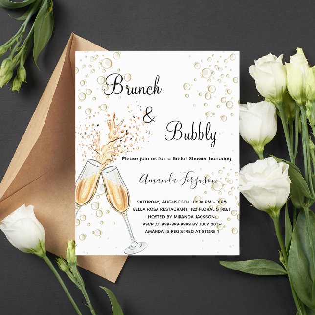 Lámina Invitación de oro a Budget Brunch Bubbly Bridal Sh (Subido por el creador)
