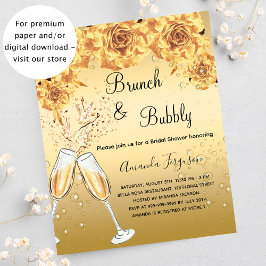 Lámina Invitación de oro a Budget Brunch Bubbly Bridal Sh