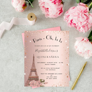 Lámina Invitación de oro a rosa de Budget Quinceanera Par