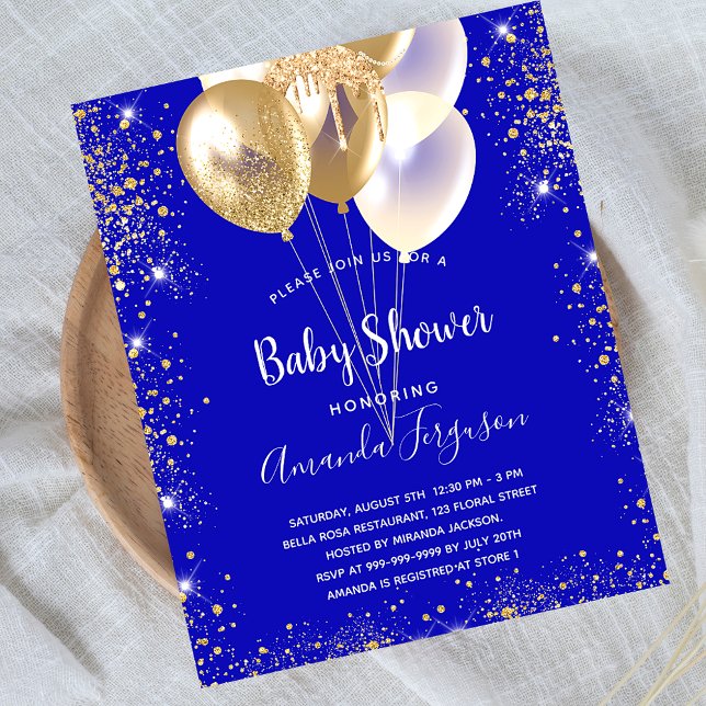 Lámina Invitación de oro azul real para la ducha de bebé  (Subido por el creador)