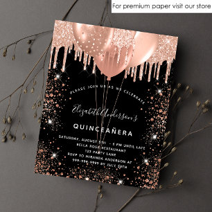 Lámina Invitación de oro para rosa negro de Budget Quince