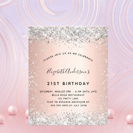 Lámina Invitación de oro rosa de plata para cumpleaños de