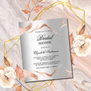 Lámina Invitación de oro rosa de plata para ducha de novi