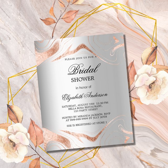 Lámina Invitación de oro rosa de plata para ducha de novi (Subido por el creador)