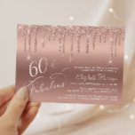 Lámina Invitación de oro Rosa Purpurina de cumpleaños núm<br><div class="desc">Elegante, moda y presupuesto amistoso para la fiesta de cumpleaños número 60 con "60 & Fabulous" escrito en elegante escritura blanca contra un rosa de fondo dorado, con un rosa purpurina de imitación de oro goteando. Personaliza con su nombre y los detalles del fiesta. Este papel semibrillante de presupuesto es...</div>