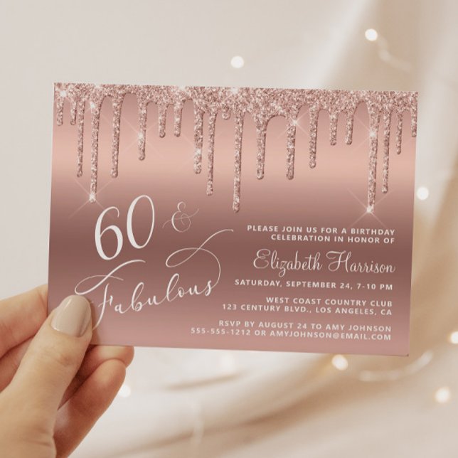 Lámina Invitación de oro Rosa Purpurina de cumpleaños núm (Subido por el creador)