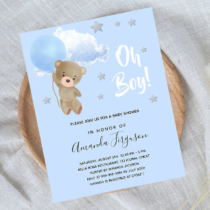 Lámina Invitación de oso de peluche para niños con ducha