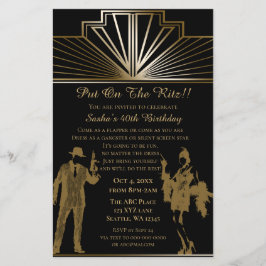 Lámina Invitación de pandillero chica de flapper