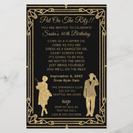 Lámina Invitación de pandillero chica de flapper