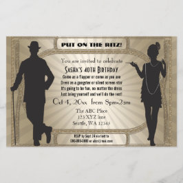 Lámina Invitación de pandillero chica de flapper