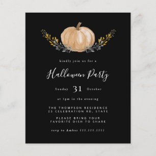 Lámina Invitación de partido negro de Calabaza Presupuest