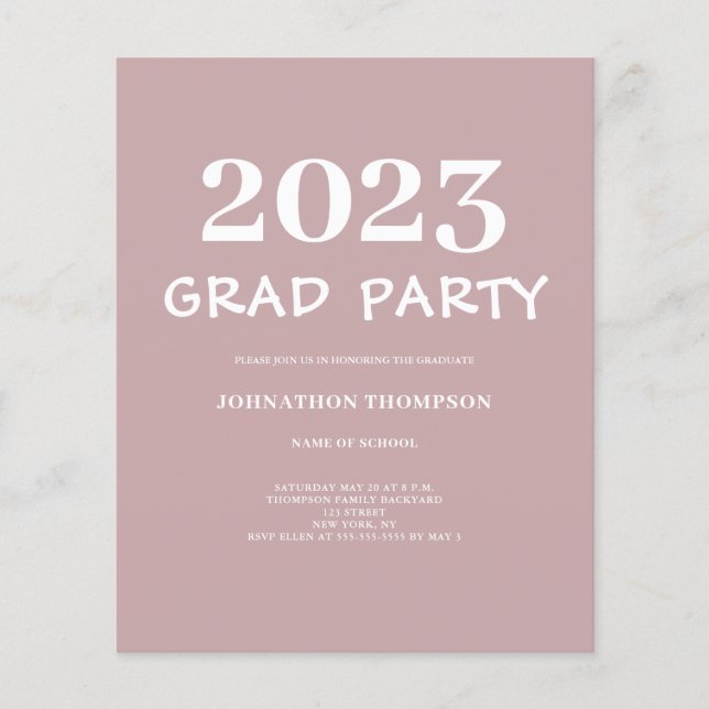 Lámina Invitación de partido rosado para graduación 2023 (Anverso)