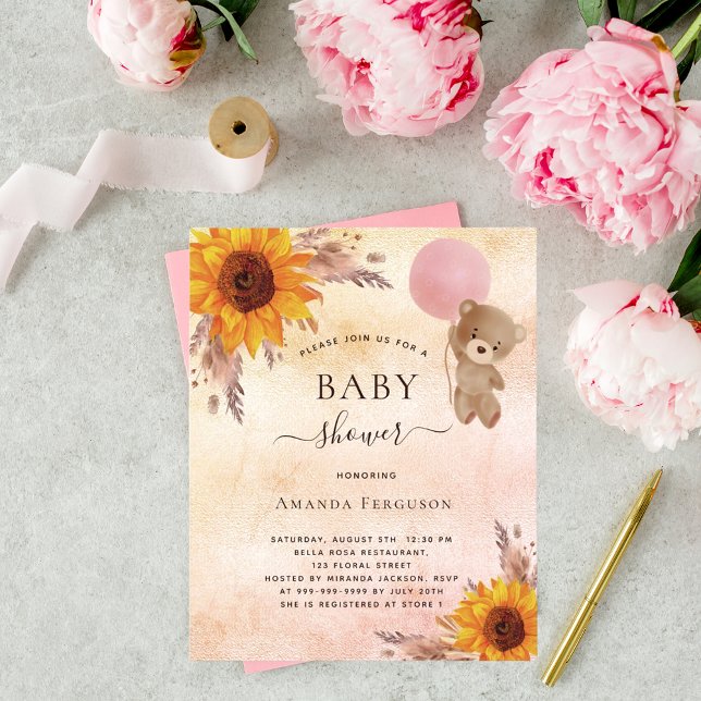 Lámina Invitación de peluche de girasol de la ducha de be (Subido por el creador)