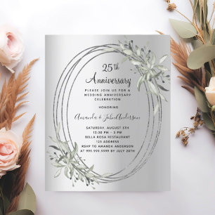 Lámina Invitación de plata al 25° aniversario del boda