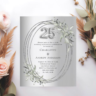 Lámina Invitación de plata al 25° aniversario del boda