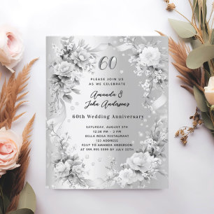 Lámina Invitación de plata al 60° aniversario del boda