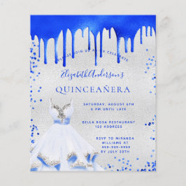 Lámina Invitación de plata azul real de Budget Quinceaner