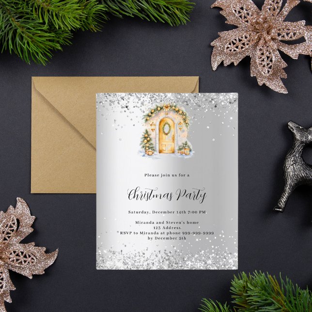 Lámina Invitación de plata de puerta de oro fiesta navida (Subido por el creador)
