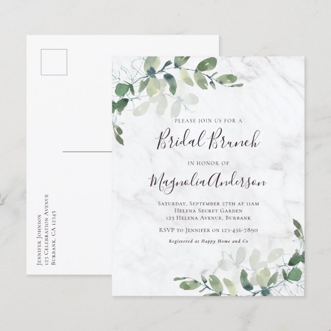 Lámina Invitación de postales para brunch de novia de euc (Anverso / Reverso)