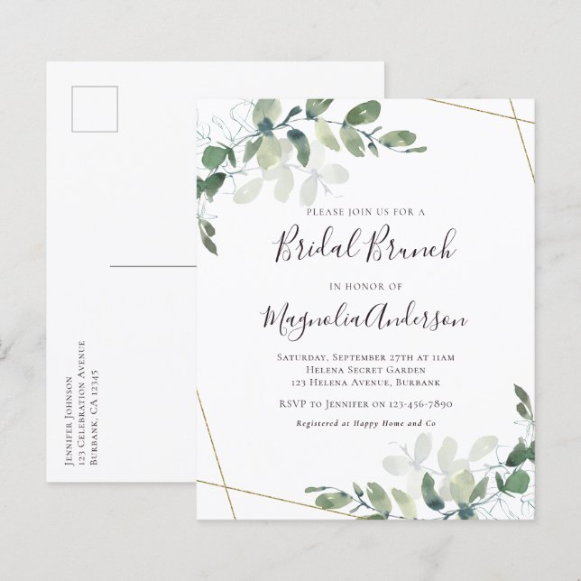 Lámina Invitación de postales para brunch de novia de euc (Anverso / Reverso)