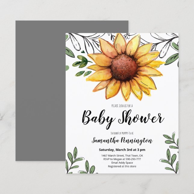 Lámina Invitación de presupuesto de Baby Shower de giraso (Anverso / Reverso)