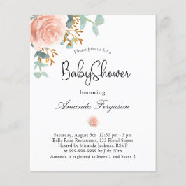 Lámina Invitación de presupuesto de baby shower floral eu