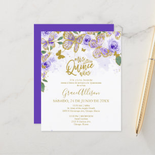 Lámina Invitación de Presupuesto de Mariposa de Quinceañe