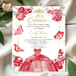 Lámina Invitación de presupuesto de mis quinceañeras rojo