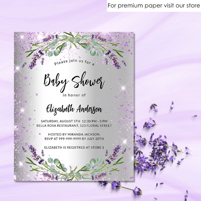Lámina Invitación de presupuesto de plata de lavanda de B (Subido por el creador)