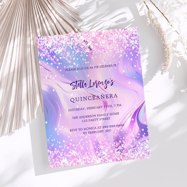 Lámina Invitación de presupuesto de Quinceanera holográfi (Subido por el creador)