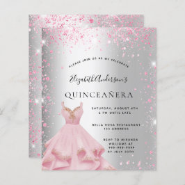 Lámina invitación de presupuesto de vestido rosa plateado