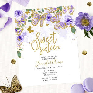 Lámina Invitación de presupuesto dulce 16 mariposa floral