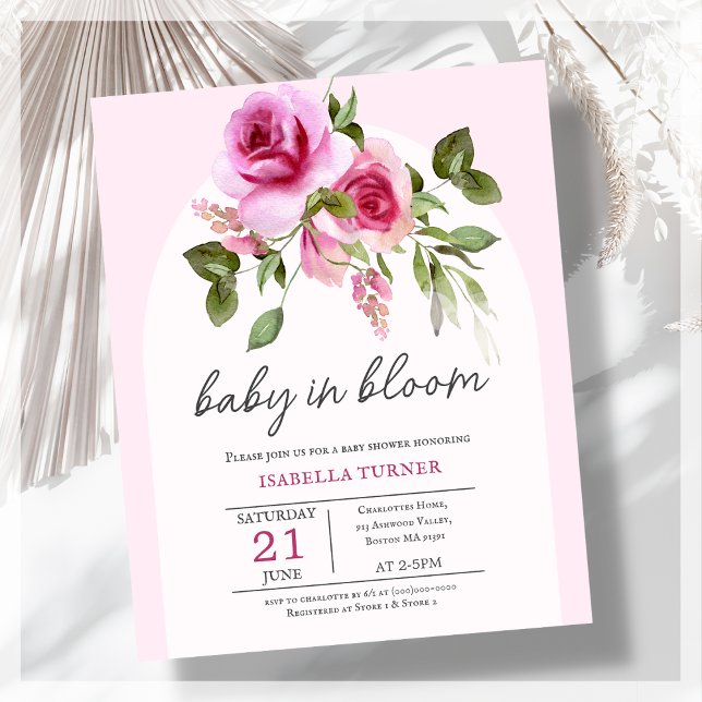 Lámina Invitación de presupuesto para baby shower de rosa (Subido por el creador)