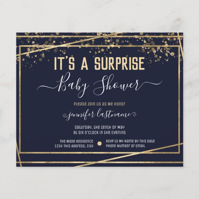 Lámina Invitación de presupuesto para baby shower sorpres (Anverso)