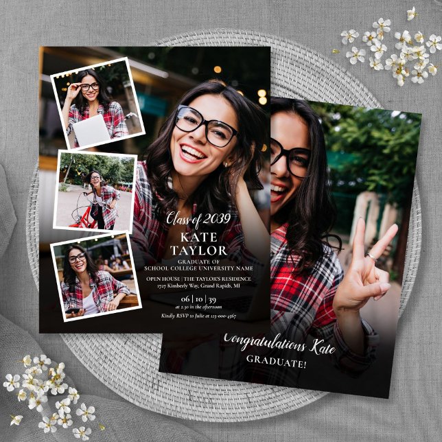 Lámina Invitación de presupuesto para fiesta de graduació (Photo Collage Graduation Party Budget Invitation)