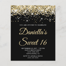 Lámina Invitación de presupuesto para Sweet 16 de brillo