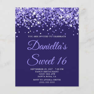 Lámina Invitación de Presupuesto Purpura Glitter Periwink
