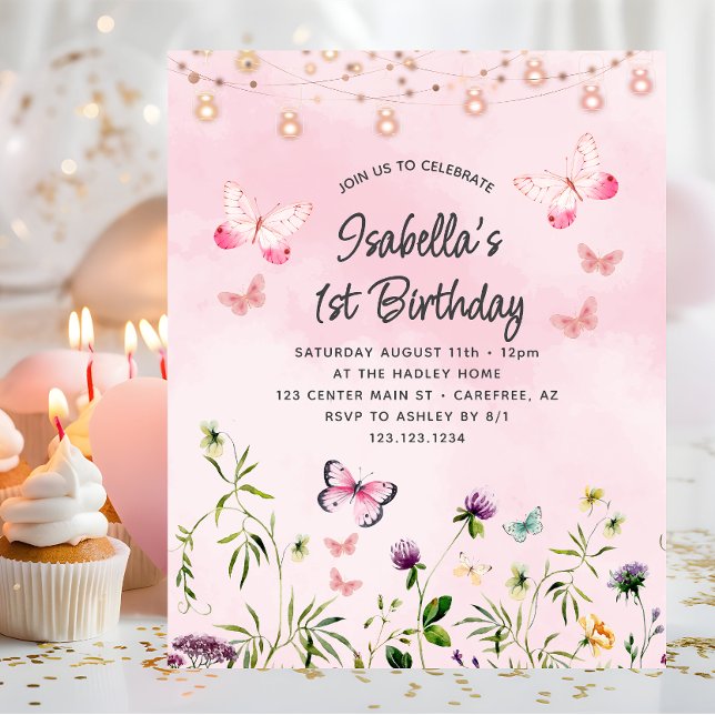 Lámina Invitación de primer cumpleaños a Budget Wildflowe (Subido por el creador)